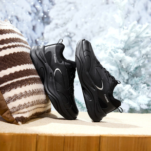 361度厚底老爹鞋加绒男鞋2025冬季新款防寒保暖运动鞋复古休闲鞋