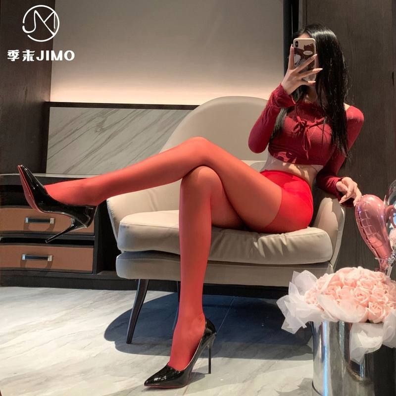 新款红色丝袜超薄性感黑丝美腿袜