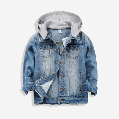 牛仔外套春秋装连帽儿童