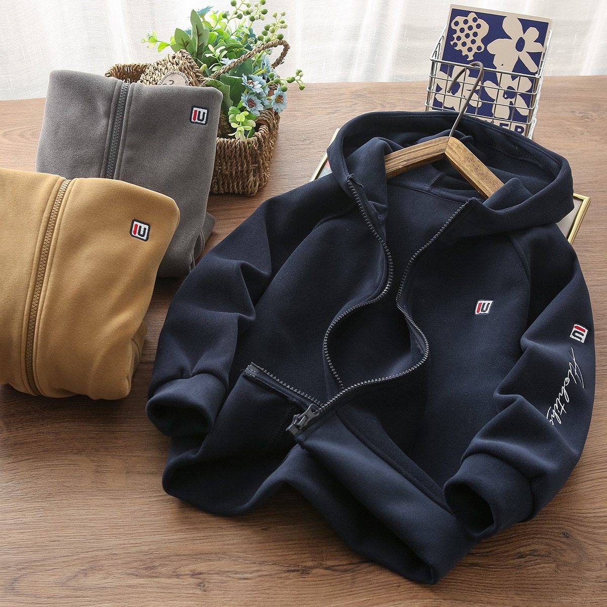 男童加绒外套2023冬装儿童连帽加绒卫衣纯棉 中大童男童加绒卫衣