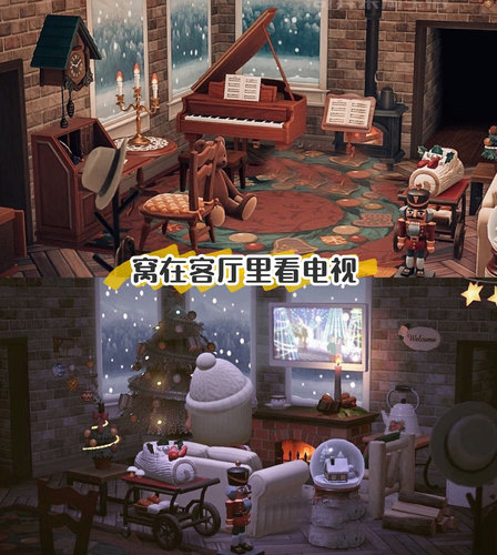 305动物之森家具窝在客厅里看电视温馨客厅设计 动森 动物森友会