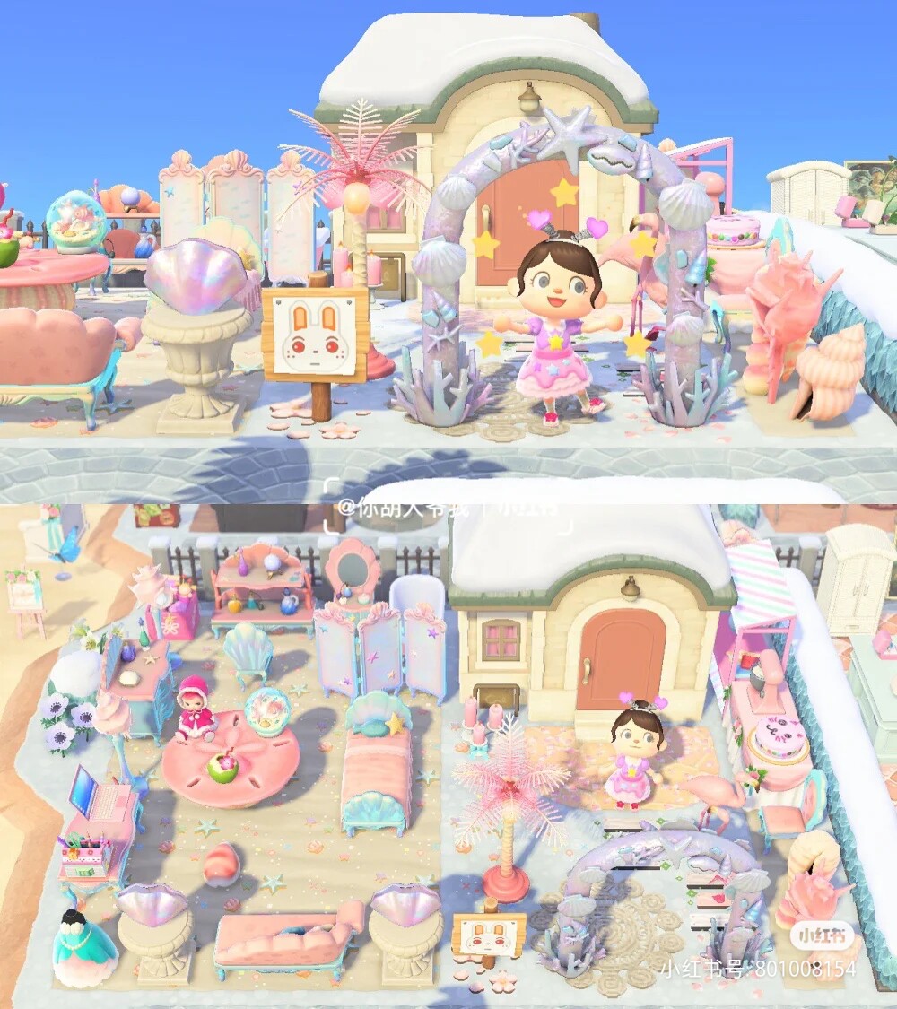78动森动物之森岛屿设计沙滩室外家具全套人鱼公主派对限定素材