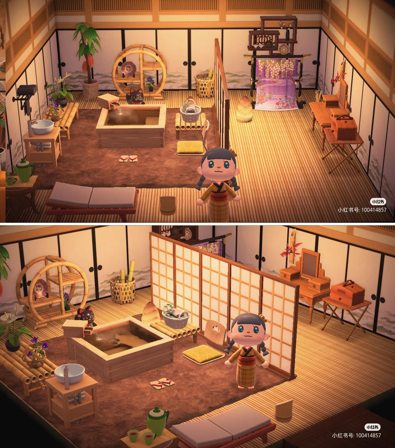 101动森家具动物之森岛屿设计室内家具全套日式和风浴室东森素材