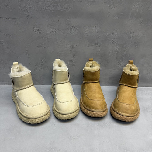 真皮羊毛厚底防滑雪地短靴女