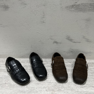 先锋名典女鞋2025秋季新款欧货磨砂皮方头平底皮带扣玛丽珍单鞋女