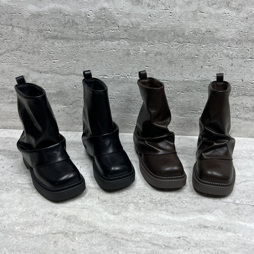 粗跟厚底套筒靴裤管靴时尚短靴女