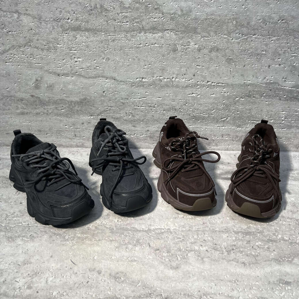 厚底磨砂皮轻便加绒运动松糕鞋女