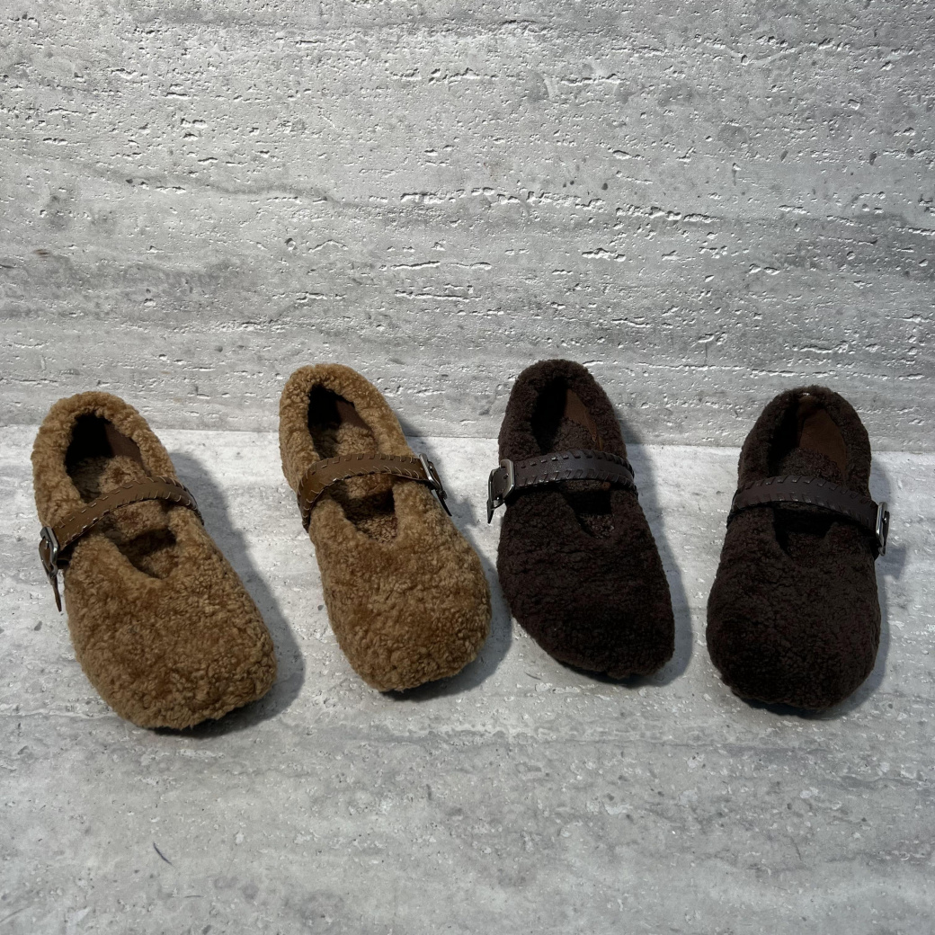 一字扣羊羔毛加绒玛丽珍鞋棉鞋女