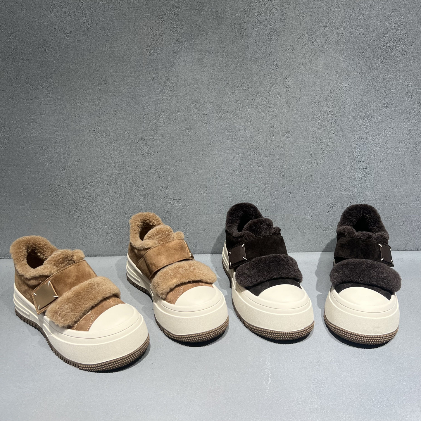 欧货真皮厚低魔术贴加绒保暖棉鞋