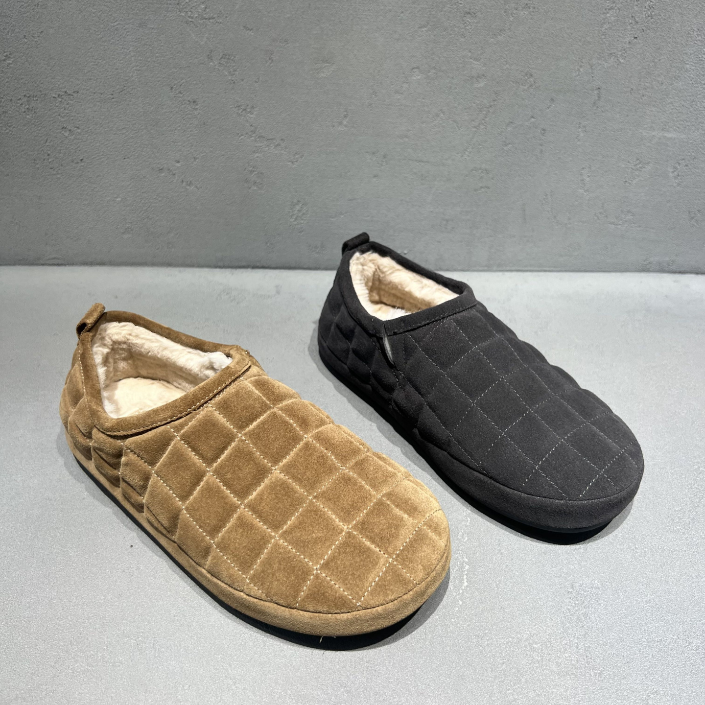 牛反绒平底一脚蹬加绒保暖棉鞋女