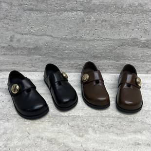 乐福鞋 平底圆头魔术贴羊皮英伦皮鞋 欧货真皮女鞋 欧洲站2026春新款