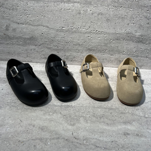 欧洲站2026春季新款欧货女鞋平底圆头丁字扣带复古皮鞋玛丽珍鞋女