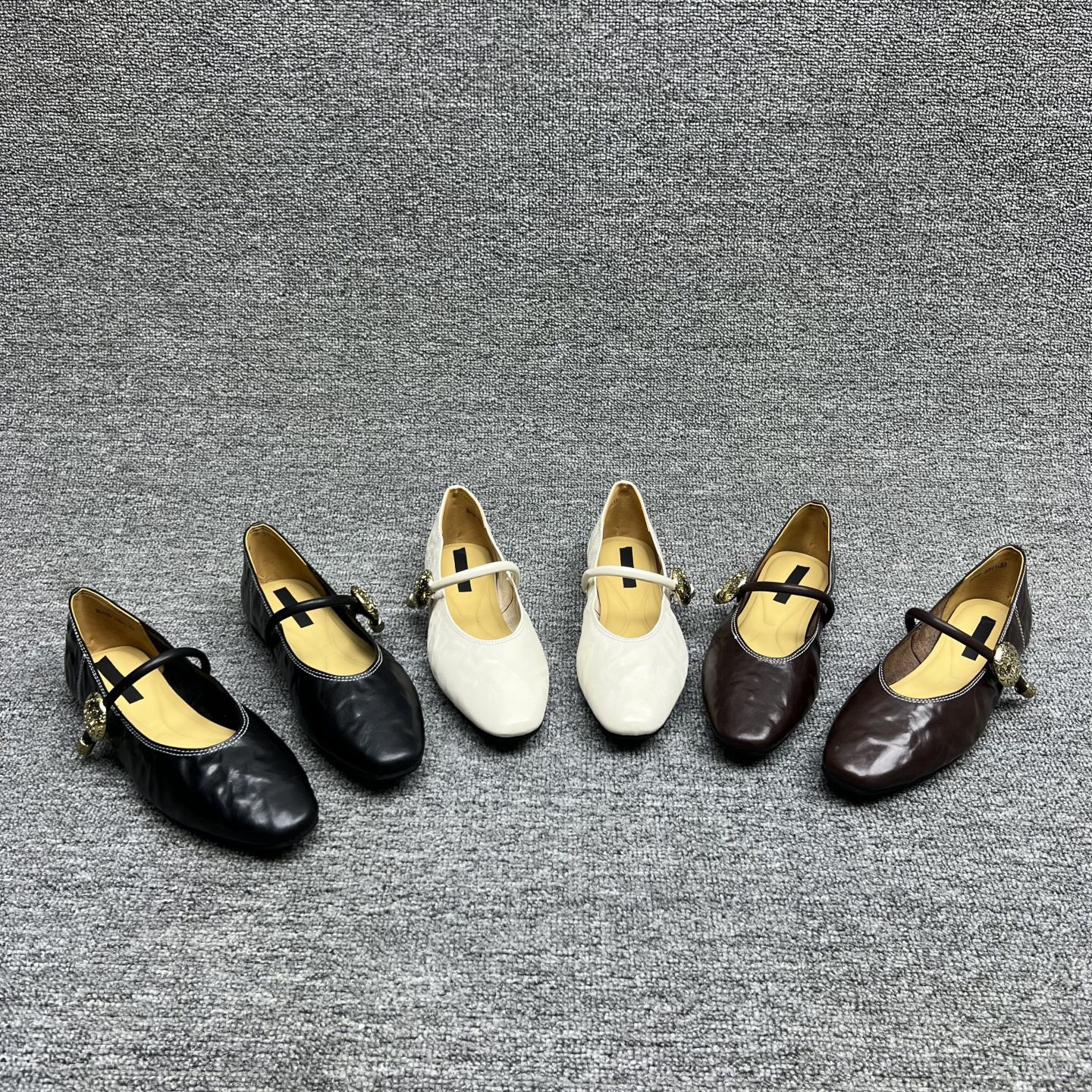 平底搭扣牛皮浅口单鞋玛丽珍鞋女