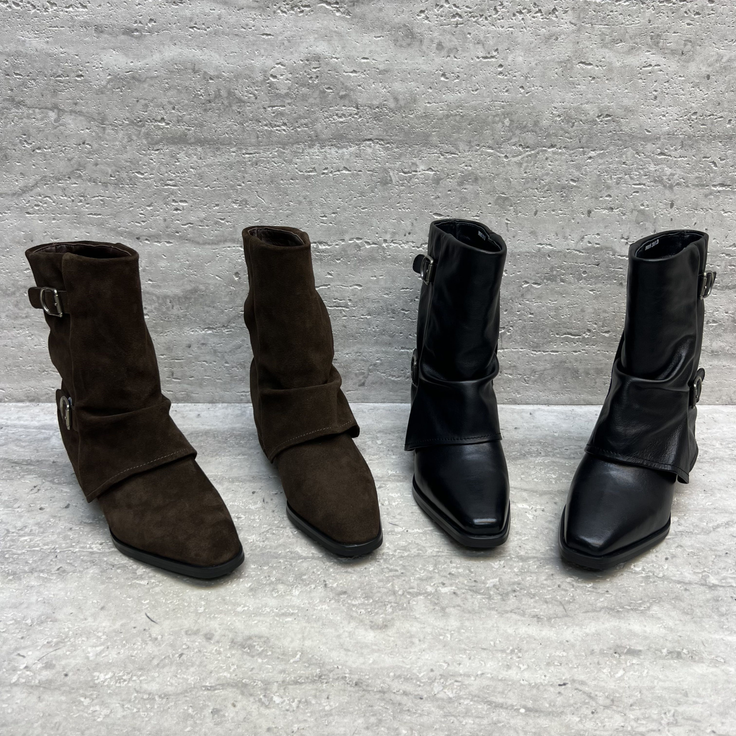 皮带扣套筒裤管靴马丁靴中筒靴女