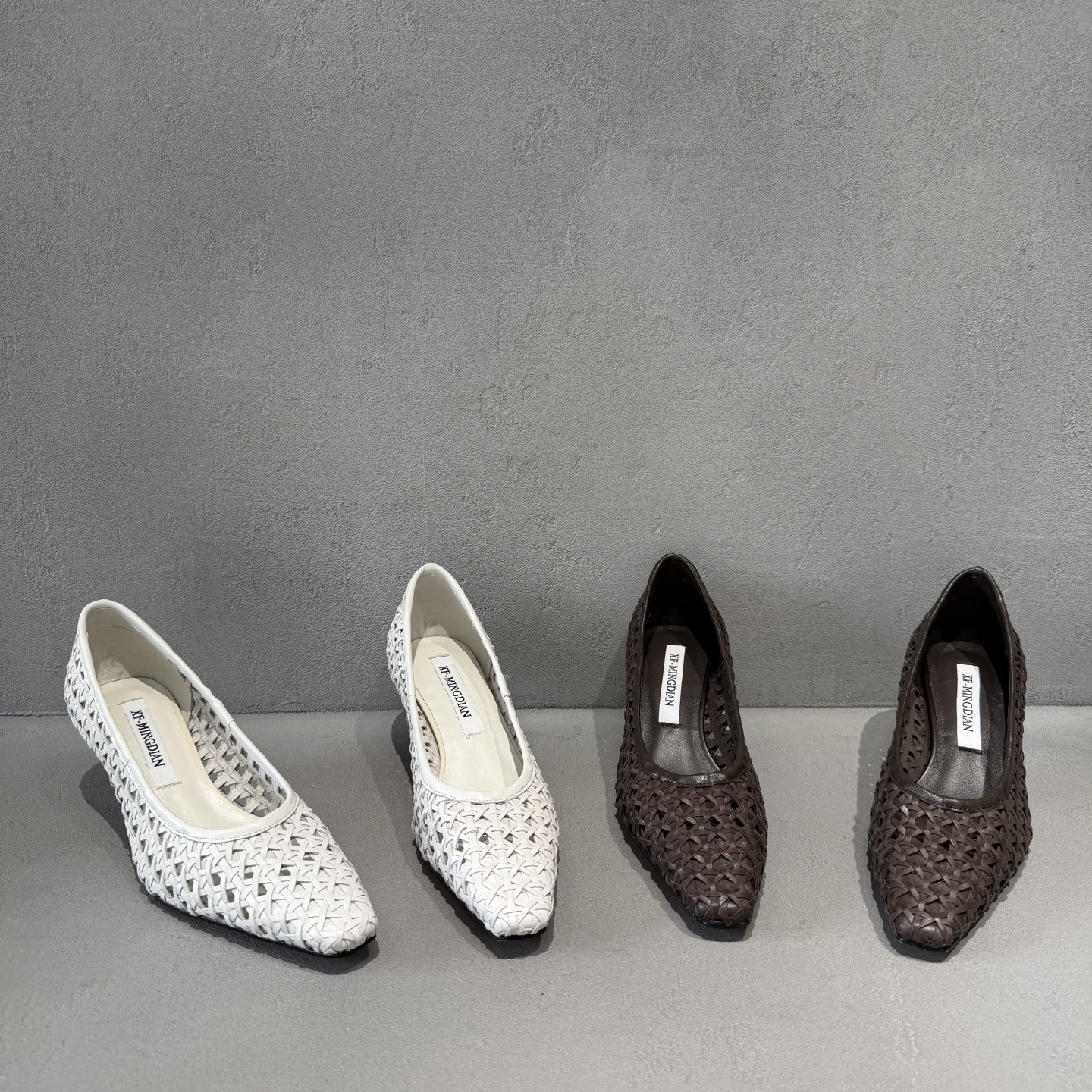 欧洲站2026春季新款欧货真皮女鞋细跟圆头编织透气浅口单鞋高跟鞋