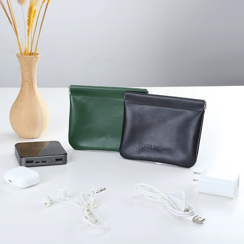 Сумка-органайзер для путешествий, небольшая сумка, наушники, зарядное устройство, из натуральной кожи