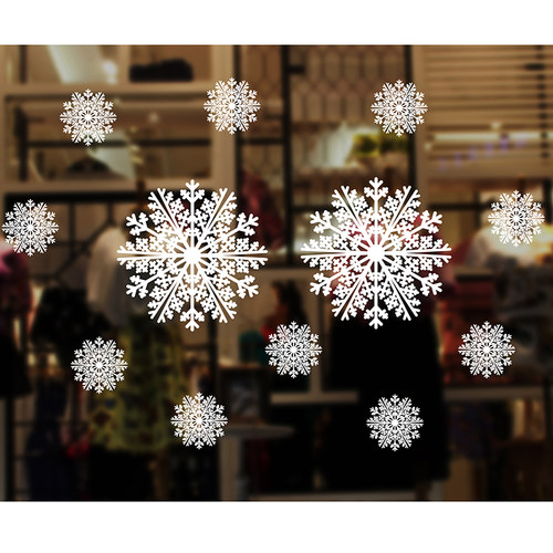 白色雪花静电贴玻璃贴无痕橱窗门