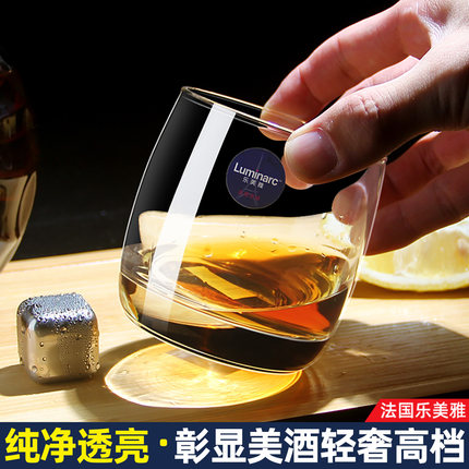 乐美雅洋酒杯一对威士忌酒杯无铅玻璃杯家用方形轻奢高档啤酒杯子