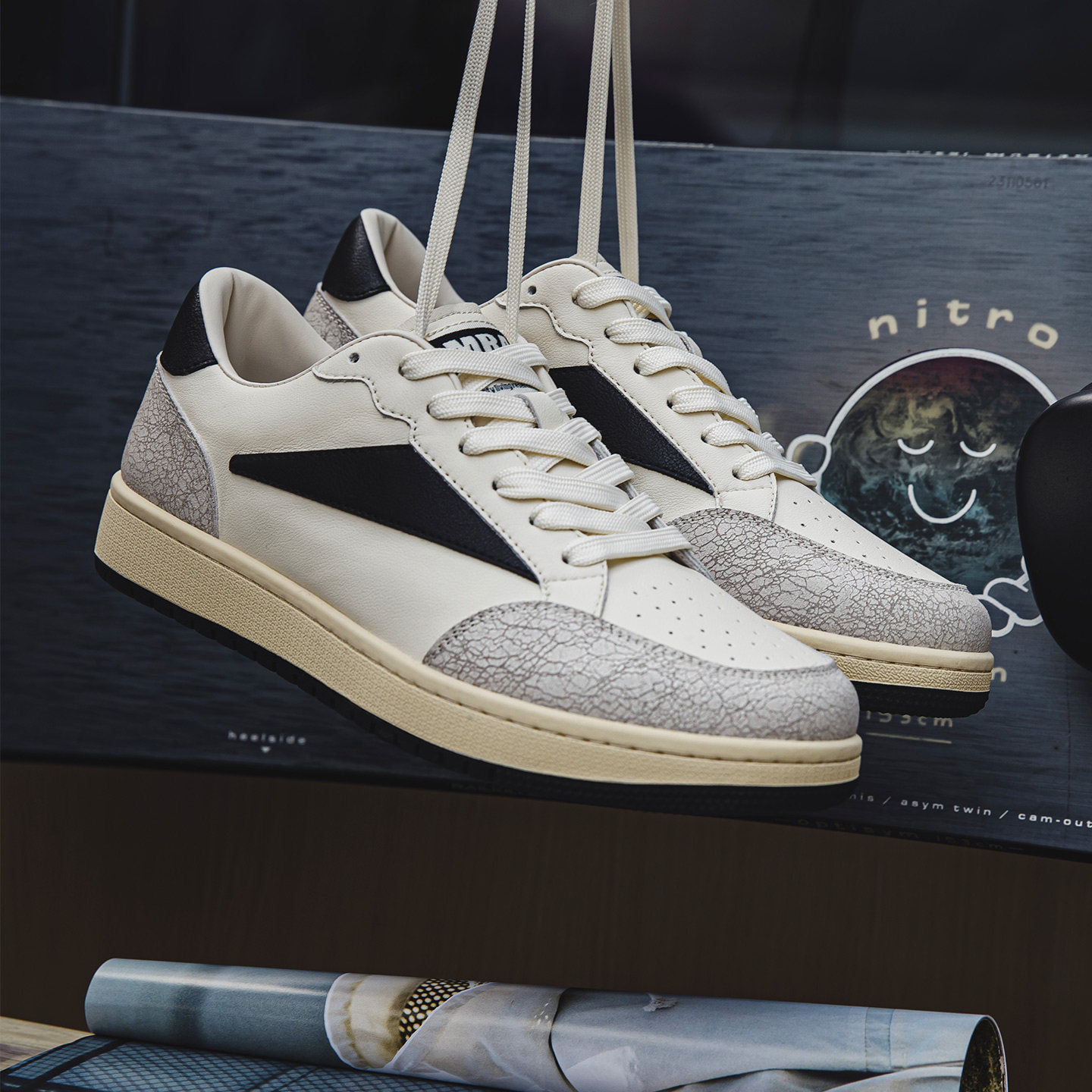 MRA裂纹板鞋男款2026新款ro小白鞋美式复古做旧运动休闲潮鞋子春