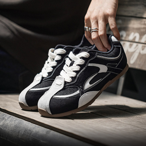 MRA黑白赛车鞋复古德训鞋薄底鞋