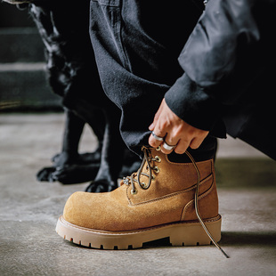 复古大黄靴厚底增高大头工装 冬季 马丁靴 男2025新款 MRA高帮德比鞋