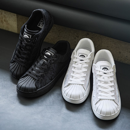 MRA贝壳头丝绸板鞋男2025新款秋季透气运动休闲鞋云纹刺绣潮鞋子