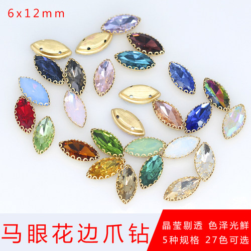 diy马眼玻璃花边婚纱手缝钻