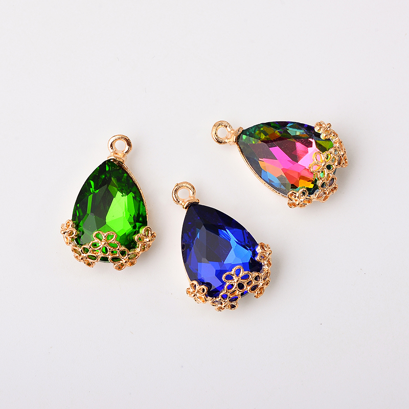 水滴大气耳饰包边锆石diy吊坠