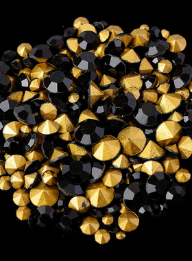 国贸AA尖底钻 黑色 水晶玻璃钻散钻饰品diy项链补钻美甲小包套装