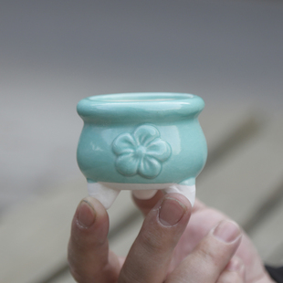 小花盆拇指盆无土多肉冰裂水草鱼缸摆件可泡水底部有孔迷你小花器