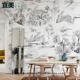 白色灰色墙纸北欧热带雨林时尚 壁画背景墙布工业风田园风景壁纸