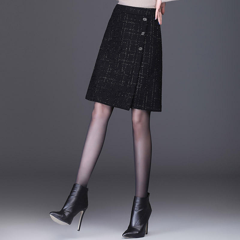 小香风半身裙女春秋2025新款高腰a字裙显瘦时尚包裙小个子短裙子