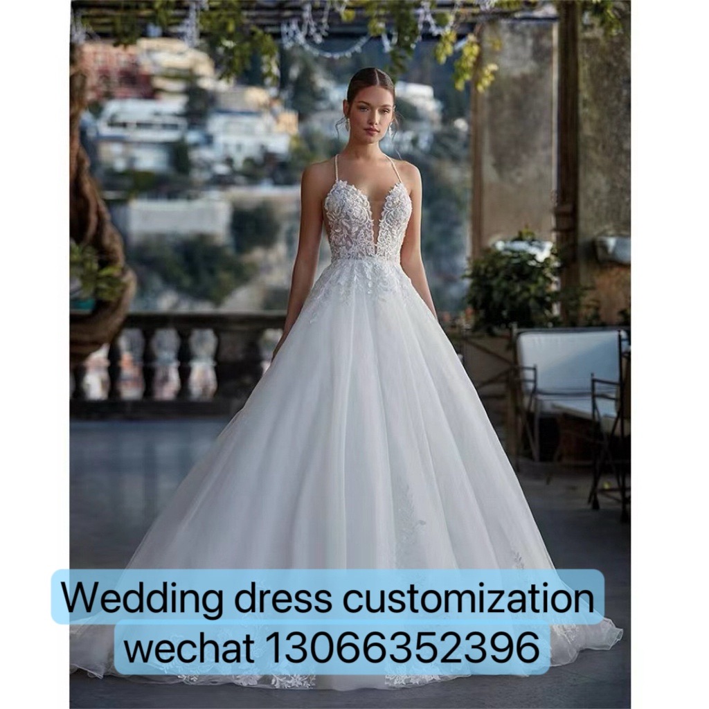 Luxury Lace Wedding Dress Sexy Backless A-line For Women2024 Luxury Lace Wedding Dress Sexy Backless A-line For Women2024