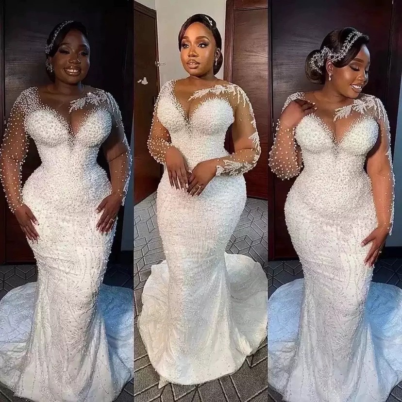 Luxury Pearls Beading 2 IN 1 Wedding Dress Mermaid Style Luxury Pearls Beading 2 IN 1 Wedding Dress Mermaid Style