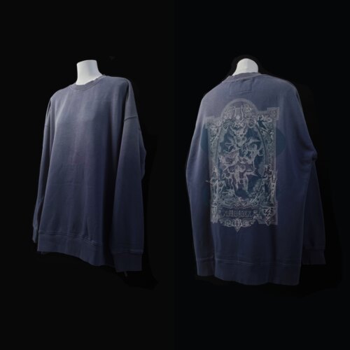 神识麒骥水洗做旧印花卫衣