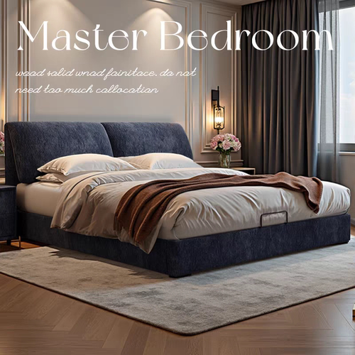 意式极简大象耳朵床现代简约雪尼尔绒布艺床主卧1米8储物双人婚床