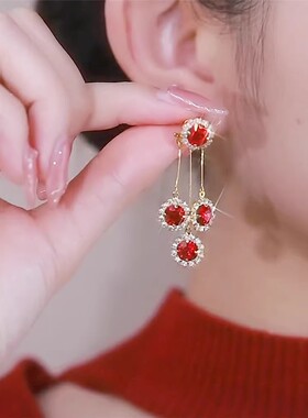 喜庆甜美925银针女水晶精致