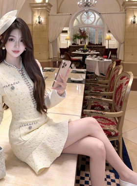 2026春季新款女装miu系千金风重工镶钻修身包臀鱼尾连衣裙61359