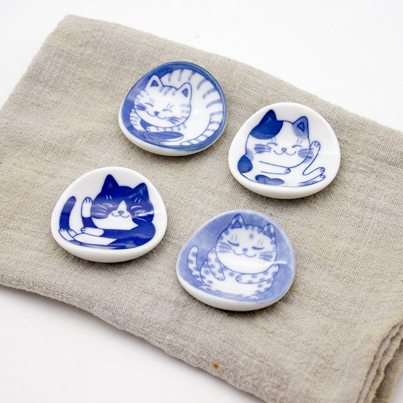 日本进口陶瓷筷枕日式创意筷子托可爱卡通猫咪造型筷架釉下彩著置,餐饮具,筷子架,淘宝优惠券,粉丝福利购,淘宝优惠卷