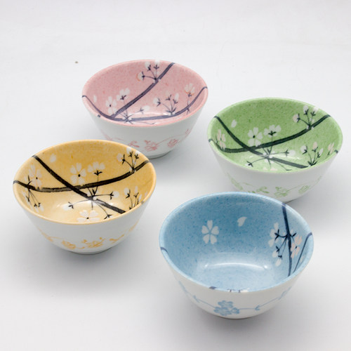 有古窑淡墨樱陶瓷碗五款颜色