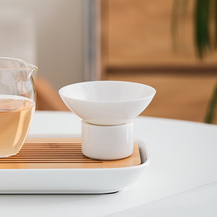 羊脂玉白瓷茶具今朝茶漏陶瓷过滤茶网茶水分离器盖碗品茗杯喝茶杯