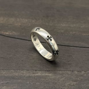 欧美复古十字架花情侣泰银戒指男女素圈食指男女藏银指环潮流礼物