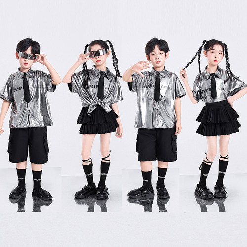 国庆儿童街舞潮服机器人演出服科技感衣服小学生亮片ai宇航员服装