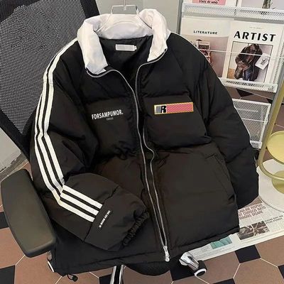 中大童oversize棉服外套棉衣棉服衣韩版男女棉衣女条纹棉袄棉服潮