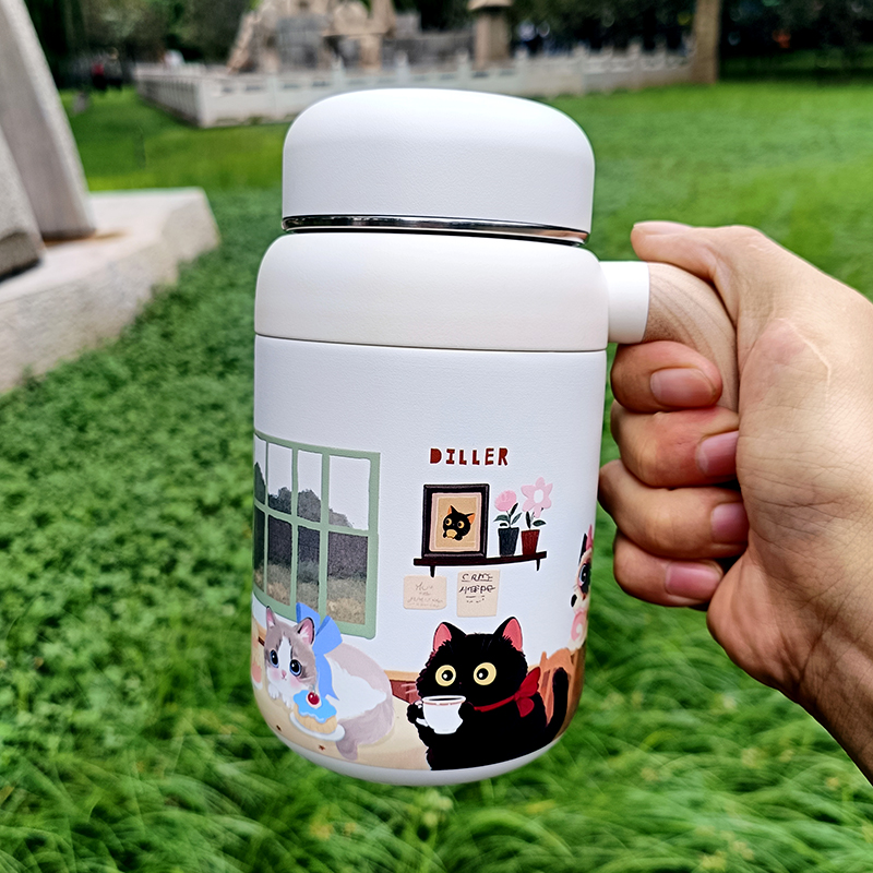 迪乐贝尔带手柄保温杯316不锈钢