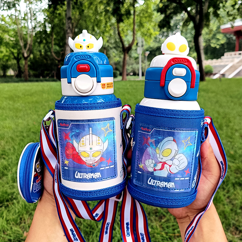 奥特曼儿童保温杯双饮吸管水杯