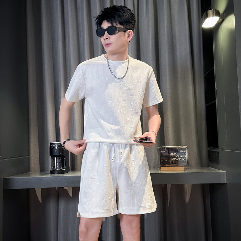 160矮瘦个子小码XS男装短裤套装155男生穿搭显高夏装S短袖两件套