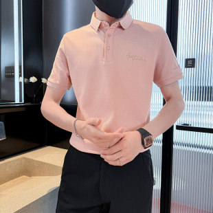 T恤S号XS160半袖 小个子小码 百搭短袖 商务潮牌刺绣翻领polo衫 男装