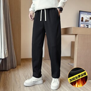 弯刀裤子XS小码男装2025新款秋冬直筒休闲裤男宽松加绒卫裤运动裤