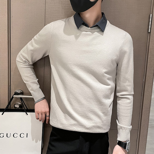 矮小个子秋冬社会假两件毛衣衬衫领线衣S号XS小码修身男士针织衫